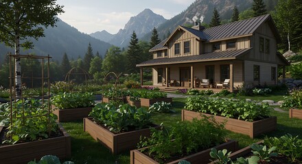 Mountainside Farmhouse with Lush Vegetable Garden A Peaceful Retreat