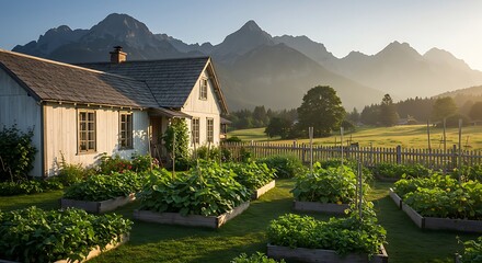 Serene Mountain Home with Lush Vegetable Garden Picturesque Countryside Living