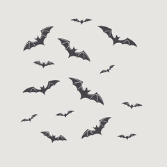 set of silhouettes of bats