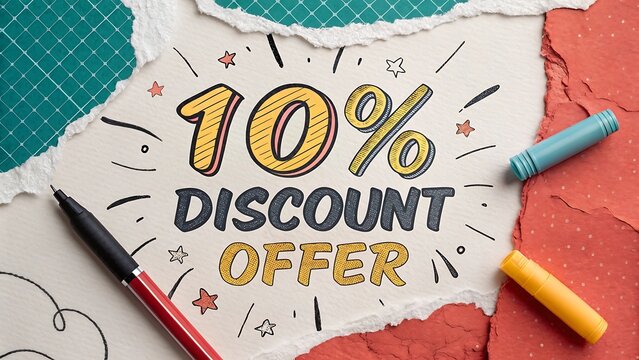 Handwritten 10% Discount Offer Creative Poster