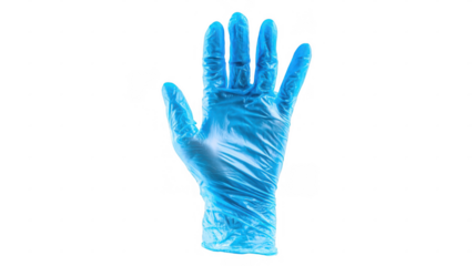 Disposable nitrile glove offering protection and hygiene in medical settings, with a transparent background for easy integration into diverse projects