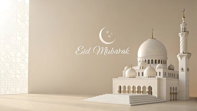 Minimalist Eid Mubarak Poster Sleek Typography and Mosque Design