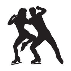 Fototapeta premium Silhouette of ice skaters performing a pairs routine vector illustration design element for graphics projects