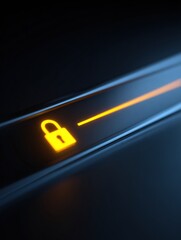Naklejka premium Secure Internet Browsing Represented by Glowing Lock Icon in Browser Bar With a Clean Interface at Night