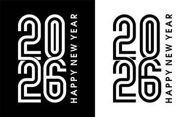 black and white interconnected new year 2026 logo design