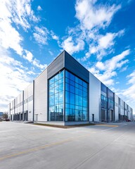 Modern Industrial Building Exterior with Loading Docks