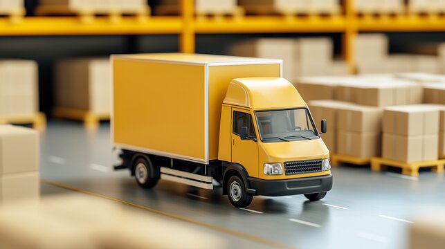 Delivery driver loading boxes into branded van