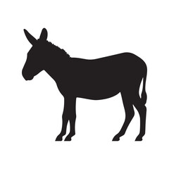 Black donkey silhouette vector illustration farm animal equine isolated on white background graphic design