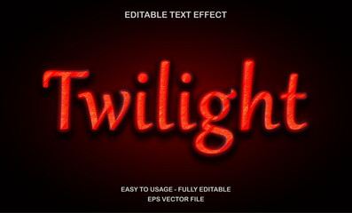 Twilight text, editable text effect template, red neon light effect - movie title style