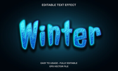 Winter text, editable text effect template, shiny glow effect - movie title style