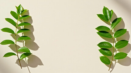 Obraz premium Green leaves subtly adorn rustic wooden and aged paper backgrounds, hinting at nature's enduring touch