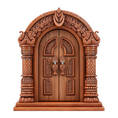 Ornate Wooden Doorway with Traditional Carvings