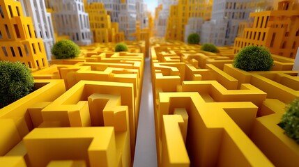 Yellow maze city perplexing path forward