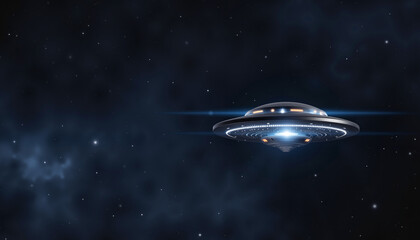 Obraz premium UFO hovering in space against a starry background