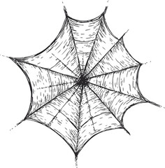 Fototapeta premium Detailed black spider web sketch vector illustration