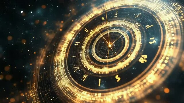 Golden futuristic digital clock