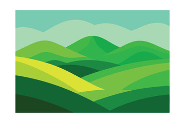 Obraz premium Bright Scenic Poster with Layered Green Hills 