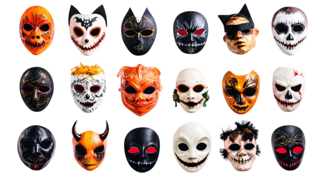 red and black masks - Powered by Adobe