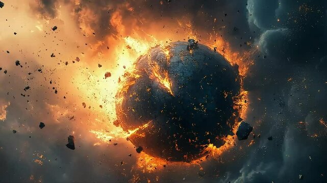 Exploding planet scene