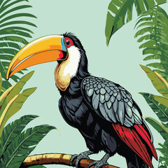 colorful tropical birds vector illustration