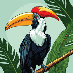 colorful tropical birds vector illustration