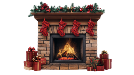 fireplace with christmas decorations