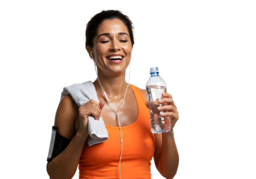 Happy Athlete Hydrating With Water After Fitness Workout