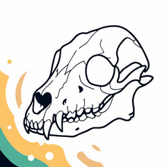 Line Art Drawing of an Animal Skull