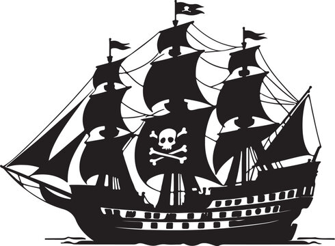 pirate ship silhouette vector