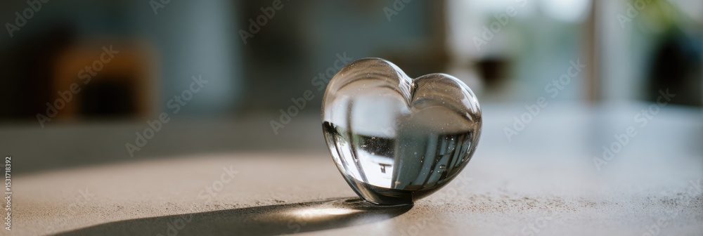 Poster Transparent Heart Floating in Soft Space With a Glass Globe, Creating a Serene and Peaceful Atmosphere