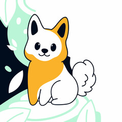 Cute Cartoon Shiba Inu Puppy Dog Illustration