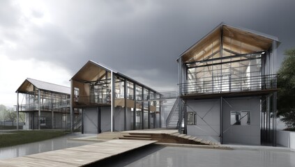 Obraz premium AI-driven architectural designs for modern structures, enhanced with advanced visualization technology.