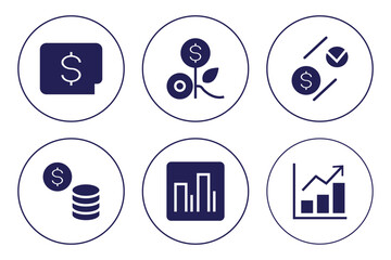 Finance icons. Business Icons, money signs. Set Flat Business Icons, money signs - stock vector