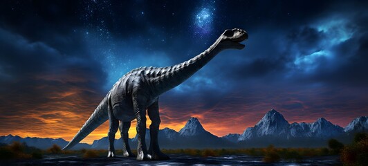 Fototapeta premium Galaxy Version of Corythosaurus world, ai generative
