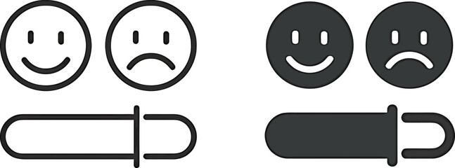  Feedback Slider Icon with Happy and Sad Faces – Vector Illustration