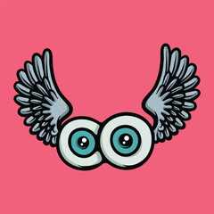 Flying eyes cartoon vector illustration