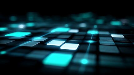 Abstract glowing network of technology tiles