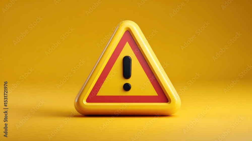 Aufkleber Safety Alert Symbol in Yellow Triangle Design on Solid Background Conveys Caution and Awareness Against Potential Hazards in Various Settings