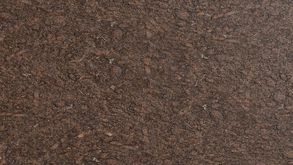Detailed close-up view of rich brown textured soil surface suitable for gardening and agriculture