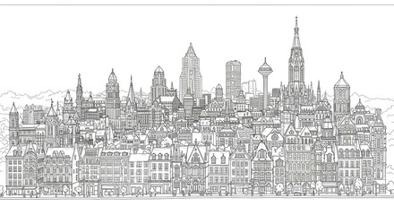 Fototapeta premium City skyline in black and white