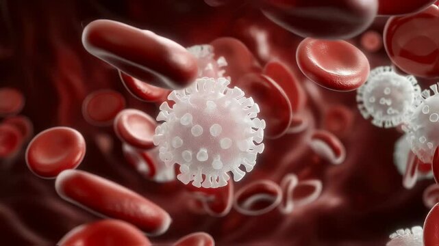 4k Animaton Footage Virus Cells in Bloodstream A Detailed Medical Visualization