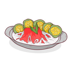 illustration of green banana ice drink. original Indonesian drink