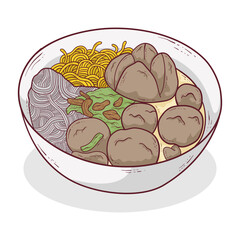 bakso illustration. authentic Indonesian food