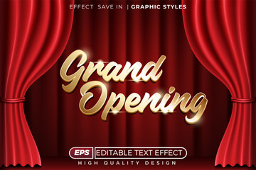 Editable 3d vector text effect grand opening for business