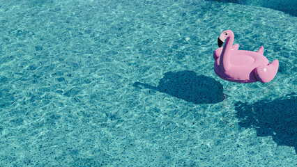 3D Rendering. Yellow pool float, ring floating in a refreshing blue swimming pool