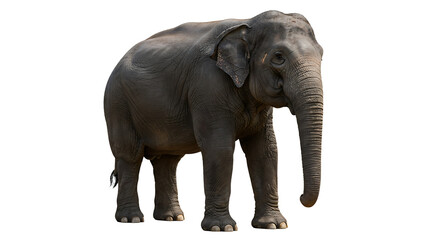 Obraz premium Majestic Elephant in Full Profile Against a White Background