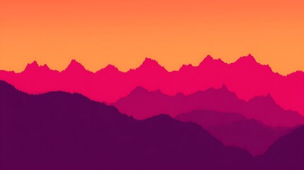 Abstract mountain layers sunset color gradient
