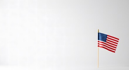 Fototapeta premium American Flag on White Background Patriotism, Independence Day, Symbol of Freedom