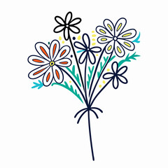 Hand-drawn Colorful Flower Bouquet Illustration