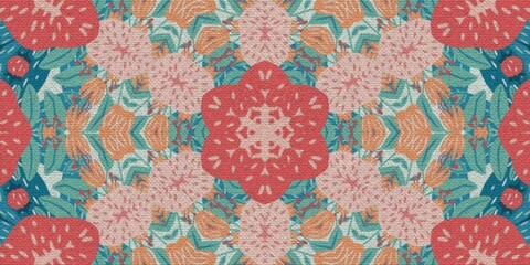 Kaleidoscopic Mandala Pattern with Canvas Texture